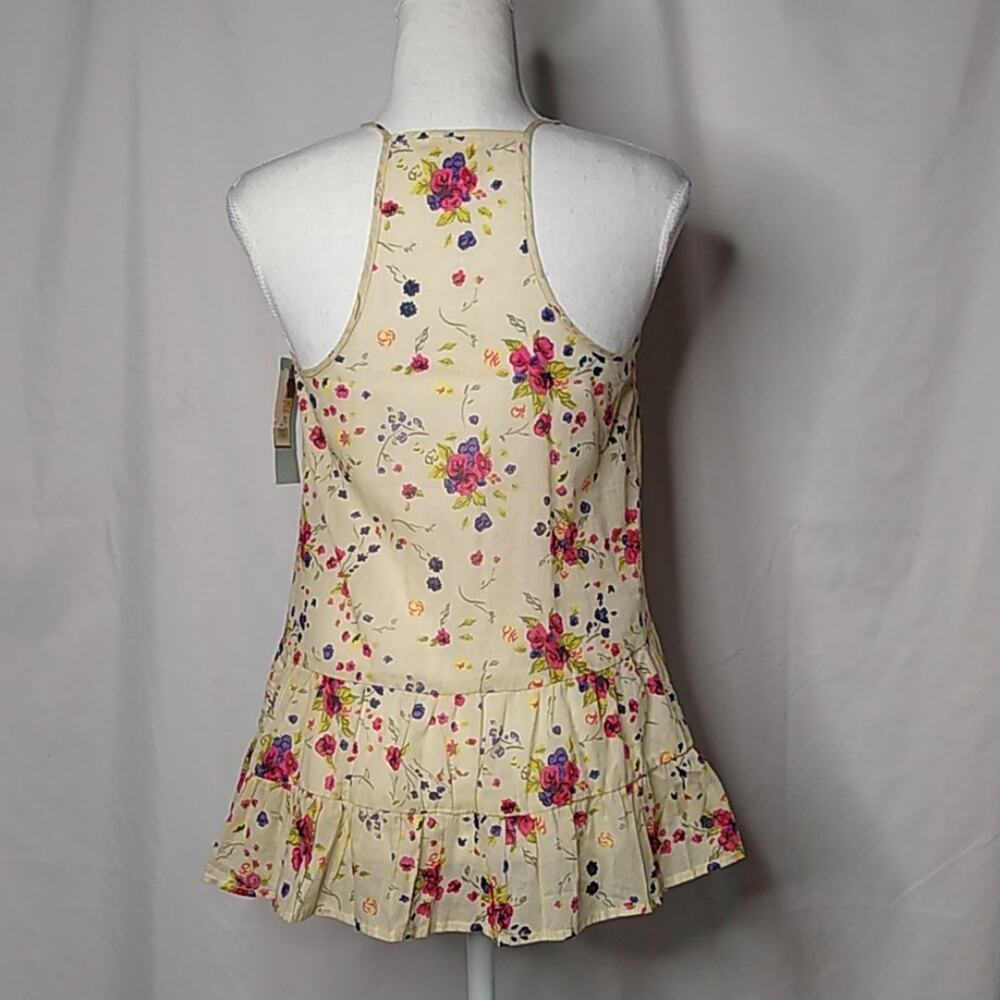 Mossimo Floral Semi-Sheer Ruffled Racerback Tank S - Picture 5 of 8